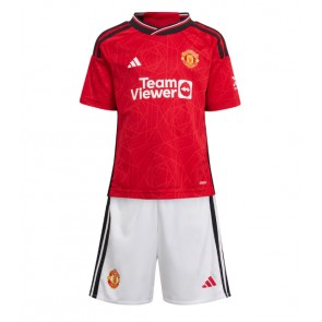 Manchester United Replika Babytøj Hjemmebanesæt Børn 2023-24 Kortærmet (+ Korte bukser)